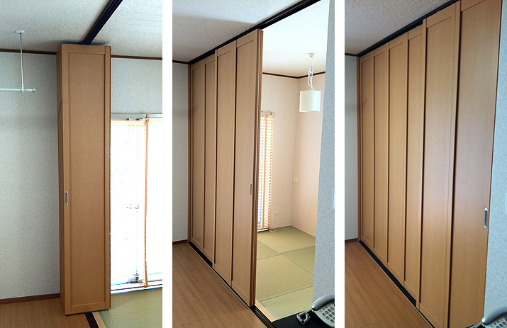 リビングと和室の間を間仕切りした画像