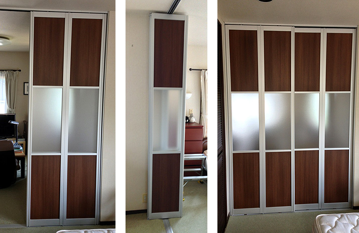 寝室と書斎の間を間仕切りした画像